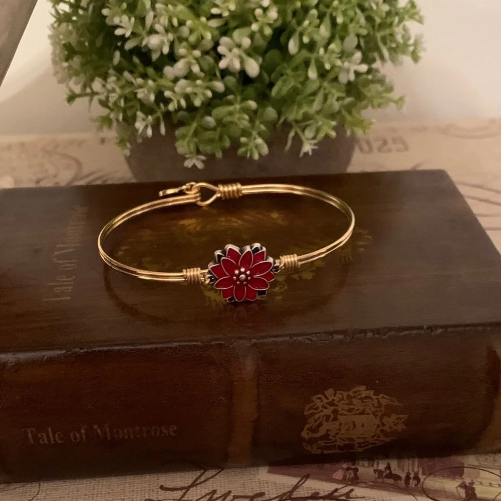 Luca + Danni Gold Bracelet with Poinsettia Flower